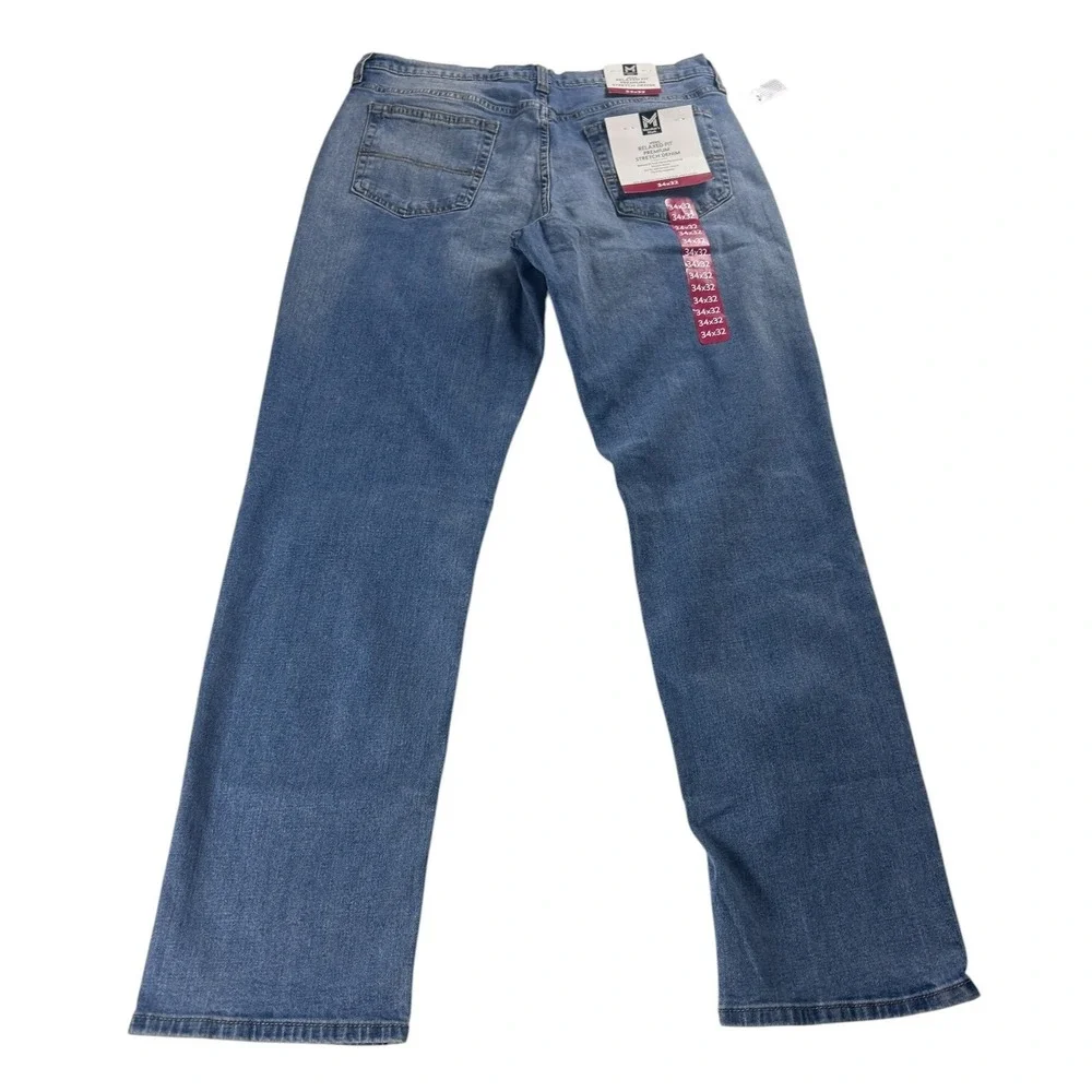 Members Mark Mens Relaxed Fit Premium Stretch Denim Blue‎ Jeans 34x32 NEW